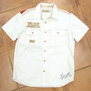 ◆AVIREX アヴィレックス 半袖 ワークシャツ ジャケット IMPACT PENNANT SHIRT 春夏物 メンズ 1円スタート
