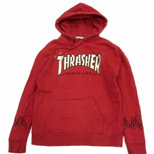 ■jouetie×THRASHER パーカー ダメージ加工 フレイムロゴ フーディー スウェット ファイヤーパターン レディース