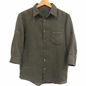 ☆Paul Smith ポールスミス 七分袖 リネンシャツ 麻100％ M メンズ 袖ロールアップ 夏物 1円スタート