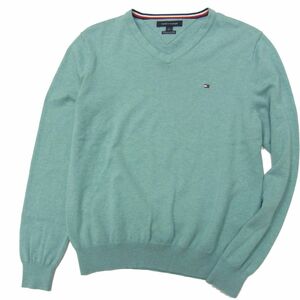 美品☆TOMMY HILFIGER トミーヒルフィガー Vネック コットンニット M メンズ 1円スタート