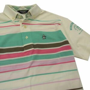 *MUNSING WEAR Munsingwear wear polo-shirt with short sleeves button down men's Golf border pattern 1 jpy start 