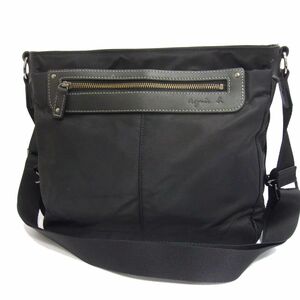  beautiful goods *agnes b Agnes B leather using shoulder bag one shoulder black diagonal .. lady's original leather 1 jpy start 