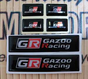 トヨタ【GR】3Dミニステッカー 6枚セット■GAZOO Racing プリウスPHV 86 C-HR コペン ランドクルーザー ハイラックス スープラ ヤリス