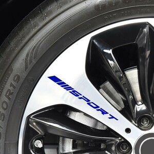 SPORT ホイール用耐熱ステッカー【ブルー】4P(検)VOLK RACING RAYS SSR BBS ENKEI BADX WALD トヨタ 日産 ホンダ スズキ ダイハツ BMW