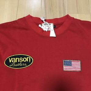 未着用 VANSON ロングスリーブ Tシャツ USA製 M 袖プリント 星 バックプリント バンソン バイカー 長袖 カットソー ロンT ワンスターの画像3