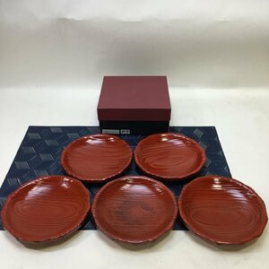 【未使用/長期保管品/CH】漆器 木製 取皿 小皿 径約14.5cm 和食器 5客セット　MZ0501　