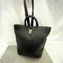 【中古美品/TO】BALLY バリー キルティング ラムレザー ワンショルダーバッグ Bロゴ 肩掛け 鞄 ブラック ヴィンテージ 　IM0510/005_画像3