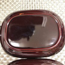 【中古/現状品/KU】漆器 小判型 取皿 小皿 菓子皿 約16cm×12cm 木製 和食器 4客セット　MZ0516　_画像8