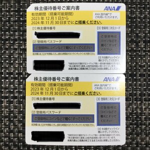 【送料無料！/TO】ANA 全日空 株主優待券 有効期限2024年11月30日まで 割引券 2枚セット 番号通知可　MZ0527/0012-4