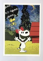 DEATH NYC アートポスター 世界限定100枚 スヌーピー SNOOPY ウッドストック ピーナッツ ゴッホ 「夜のプロヴァンスの田舎道」 現代アート _画像2