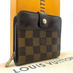 ★美品★【A462】LOUIS VUITTON ルイヴィトン ダミエ コンパクトジップ 二つ折り 財布 ウォレット ブラウン系 N61668/CA1002