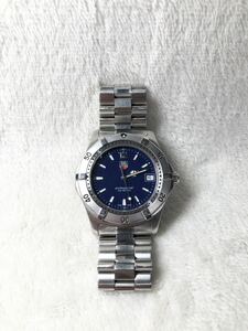 1 jpy start TAG Heuer TAG HEUER 2000 series Professional 200m WK1113-0 SS blue face wristwatch men's quartz operation goods 