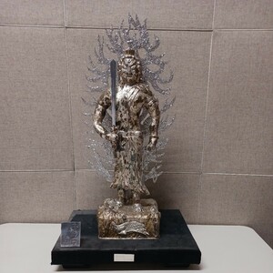  immovable Akira immovable Akira . ornament original silver made objet d'art Buddhist image antique interior height 57cm old fine art pcs attaching 1 jpy ~ cheap selling out start t