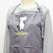 ★ムーミン MOOMIN 新品 かわいい さがら刺繍 ポケット付き 首掛けタイプ エプロン 灰 グレー [MOOMINA-GRY1N] 一 ACC★QWER★_画像1