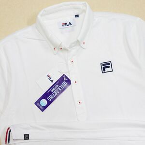 ●送料390円可能商品 フィラ ゴルフ FILA GOLF 新品 メンズ 速乾 半袖 ボタンダウン ポロシャツ 白 [749649GWT1N-LL]一 三 参★QWER