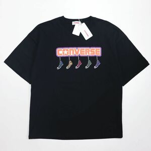 ●送料390円可能商品 コンバース CONVERSE 新品 メンズ スニーカー オーバーサイズ 半袖 Tシャツ 黒 L [32736513-49-L] 一 三 弐★QWER★