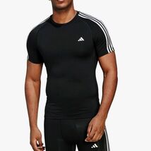 ●送料390円可能商品 アディダス ADIDAS 新品 メンズ テックフィット スリーストライプス ストレッチ 半袖 Tシャツ[HD3525-M] 三 壱★QWER_画像1