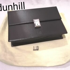 dunhill ダンヒル セカンドバッグ クラッチバッグ レザー ブラック 収納袋付 美品 難あり