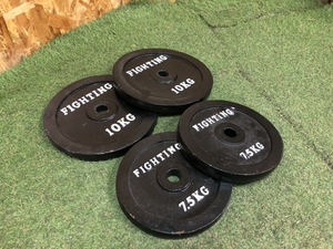 FIGHTIGROAD バーベルプレートセット 10Kg×2/7.5Kg×2/計35Kg 「2233」