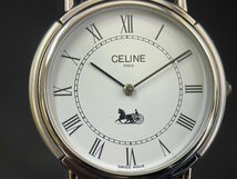 KY0605-9I　CELINE　H2901-3 WGP　腕時計　セリーヌ　クォーツ　白文字盤　メンズ腕時計　男性向け_画像2