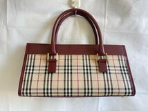 ST0605-25I　ゆうパック着払い　BURBERRY　ハンドバッグ　ノバチェック×ボルドー系　バーバリー　手持ち鞄　ミニバッグ　_画像2