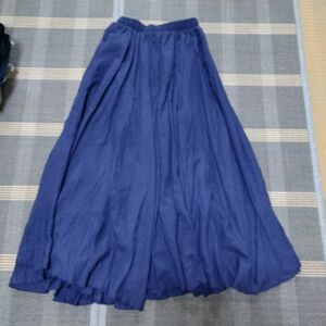 インド綿ブルーギャザースカート　Mサイズ