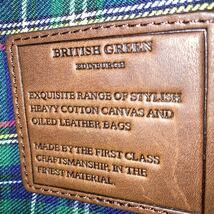 BRITISH GREEN EDINBURGH ショルダーバッグ 本革 キャンバス レザー切替 ブリティッシュグリーン 内部クッション仕様　美品_画像7