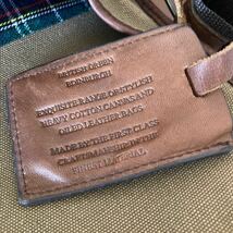 BRITISH GREEN EDINBURGH ショルダーバッグ 本革 キャンバス レザー切替 ブリティッシュグリーン 内部クッション仕様　美品_画像8