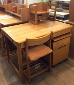 [ б/у ]kitsu есть .. промышленность учеба стол 3 позиций комплект тумбочка на колесах стул книжный шкаф натуральное дерево .. мебель 