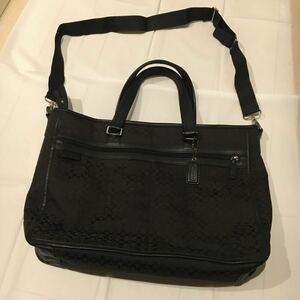  beautiful goods high capacity COACH Coach signature briefcase canvas leather black business bag 