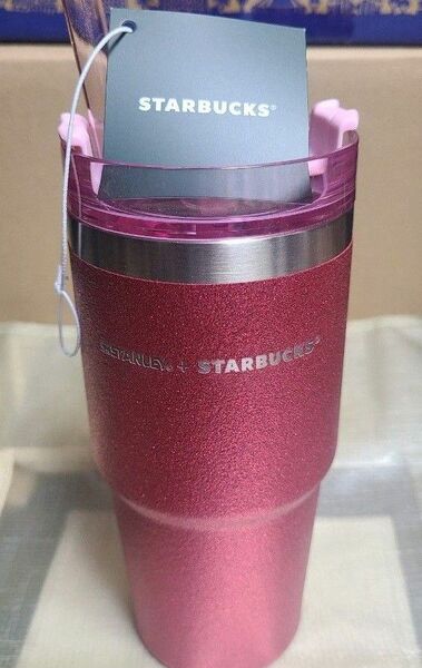 新品 スタバ タンブラー STANLEY グリッター ビビッドピンク スタンレー スターバックス ステンレスボトル