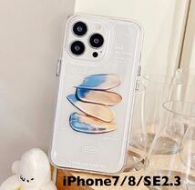 No.266 iPhone SE2 SE3 7 8 スマホケース スマホカバー アイフォン 絵の具 ペンキ ブルー イエロー クリアタイプ 透明 アップル Apple 黄色_画像1