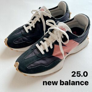 人気モデル★new balance WS327 25.0センチ　ニューバランス　スニーカー　レディース　メンズ　黒×ピンク　靴