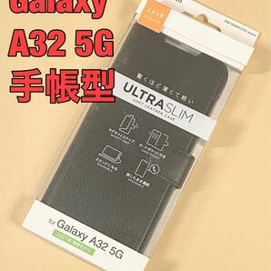 Galaxy A32 5G レザーケース 手帳型 磁石付き ブラック