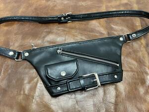  original leather Double Rider's body bag sakoshu hip bag one shoulder waist bag Biker z black 