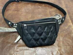  original leather cow leather Biker z body bag Rider's diamond stitch sakoshu quilt stitch S size 