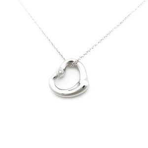 [ green shop pawnshop ] Tiffany Open Heart necklace 2P diamond (S)60020286 sterling silver SV925[ used ]