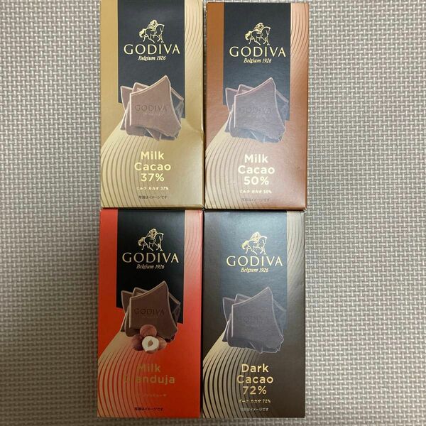 【4箱セット】GODIVA ゴディバタブレット　ミルクカカオ37% 50% ダークカカオ72% ミルクジャンドゥーヤ　チョコレート