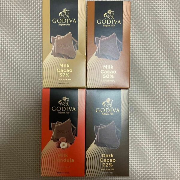 【4箱セット】GODIVA ゴディバタブレット　ミルクカカオ37% 50% ダークカカオ72% ミルクジャンドゥーヤ　チョコレート