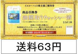 ウォッシャー液 引換券（イエローハット株主優待）　有効期限2024.7.31