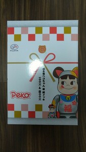 送料無料 未開封 BE@RBRICK 招き猫 ペコちゃん 福 銀メッキ 100％ & 400％ フィギュア ベアブリック 不二家