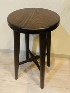 #121 昭和レトロ 丸椅子 スツール 木製 アンティーク 花台 民芸調