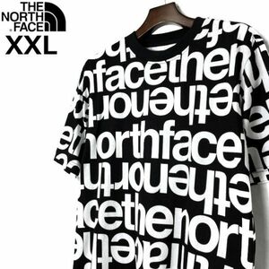 売切り【正規新品】THE NORTH FACE◆S/S ALL OVER PRINT BOX FIT TEE 半袖 Tシャツ US限定 コットン 上質 男女兼用(XXL)黒 総柄 180902-32