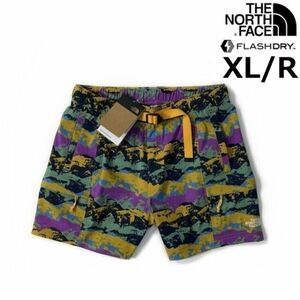 1円～!売切!【正規新品】THE NORTH FACE◆CLASS V BELTED SHORT ショートパンツ US限定 ベルト付き FLASHDRY(XL/R)黄 緑 総柄 190110-33-c