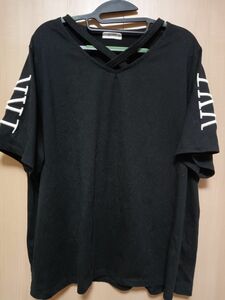 ★ブラック黒ロゴ入りTシャツ４L★