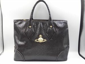 19069c Vivienne Westwood ヴィヴィアンウエストウッド 型押し エナメル トートバッグ H26×W35×D14.5cm