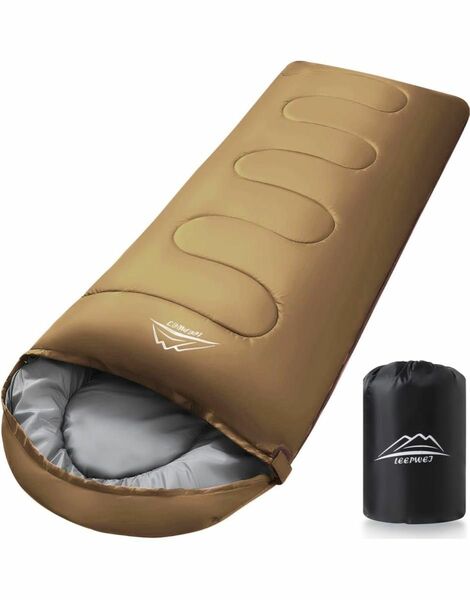 寝袋 封筒型 軽量 保温 -15度耐寒 210T防水シュラフ コンパクト アウトドア キャンプ 登山 防災用 丸洗い可能収納袋付