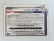 【/499】TOPPS 2021 BOWMAN CHROME 1ST CARSON TAYLOR 直書き　直筆サインカード ON CARD AUTO _画像2