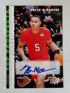 2022 UPPERDECK BRYCE MCGOWENS 直筆サインカード　AUTO NBA 