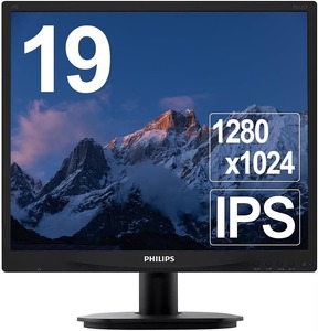 PHILIPS 19インチ 液晶モニター 19S4QAB/11 IPSパネル 1280x1024 【VGA、DVI、DVI→HDMI変換ケーブル】